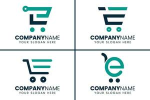 trolley winkel en brief e logo. ecommerce logo ontwerp vector