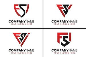 creatief monogram brief fsi logo ontwerp verzameling vector