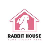 konijn huis logo ontwerp. konijn in een huis ontwerp. vector