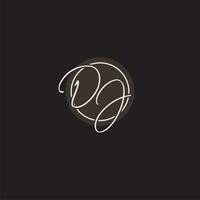 initialen dj logo monogram met gemakkelijk cirkel lijn stijl vector