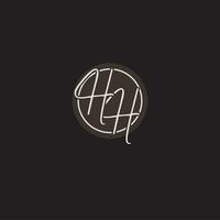 initialen hh logo monogram met gemakkelijk cirkel lijn stijl vector