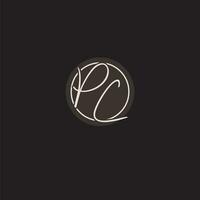 initialen pc logo monogram met gemakkelijk cirkel lijn stijl vector