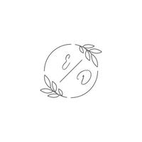 initialen ed monogram bruiloft logo met gemakkelijk blad schets en cirkel stijl vector