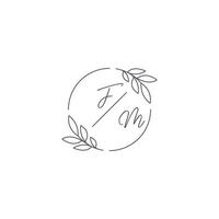 initialen fm monogram bruiloft logo met gemakkelijk blad schets en cirkel stijl vector