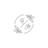 initialen hb monogram bruiloft logo met gemakkelijk blad schets en cirkel stijl vector