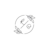 initialen ro monogram bruiloft logo met gemakkelijk blad schets en cirkel stijl vector