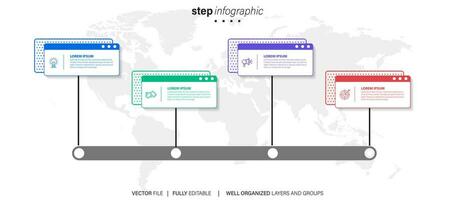 4 elementen schema, diagram. vier verbonden rondes. infographic sjabloon. vector