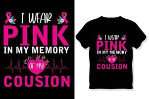 ik slijtage roze in mijn geheugen van mijn neef ,borst kanker bewustzijn t overhemd ontwerp vector