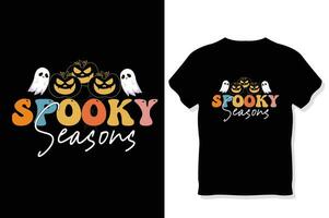 spookachtig seizoen, retro halloween t overhemd ontwerp vector