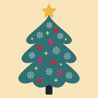 Kerstmis boom. groenblijvend boom met decoraties en cadeaus of speelgoed. Kerstmis en nieuw jaar viering concept. tekenfilm stijl, kleurrijk tekening. vector