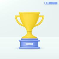 goud trofee kop icoon symbolen. kampioenen beloningen ceremonie, succes, 1e winnaar concept. 3d vector geïsoleerd illustratie ontwerp. tekenfilm pastel minimaal stijl. u kan gebruikt voor ontwerp ux, ui, afdrukken advertentie.