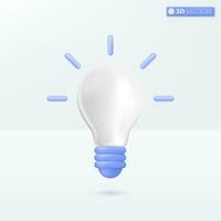 licht lamp icoon symbool. creatief innovatie, ontwikkeling, idee metafoor concept. 3d vector geïsoleerd illustratie ontwerp. tekenfilm pastel minimaal stijl. u kan gebruikt voor mobiel app, ux, ui, afdrukken advertentie.