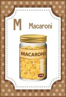 alfabet flashcard met letter m voor macaroni vector