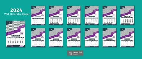 2024 muur kalender sjabloon ontwerp in bewerkbare illustrator vector het dossier