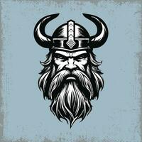 viking krijger hoofd met gehoornd helm illustratie vector