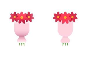 dit is een set origami bloemenboeket met gerbera's vector