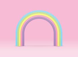 schattig kawaii zoet pastel regenboog boog 3d illustratie vector