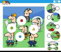 bij elkaar passen stukken werkzaamheid met tekenfilm mensen beroepen vector