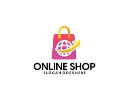 online winkellogo. gelukkige winkel logo ontwerp vector