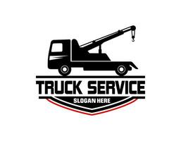 slepen vrachtauto onderhoud logo vector voor vervoer bedrijf. zwaar uitrusting sjabloon vector illustratie voor uw merk.