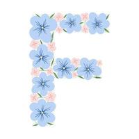 bloemen botanisch alfabet. vintage handgetekende letter f. brief met planten en bloemen. vector belettering geïsoleerd op wit