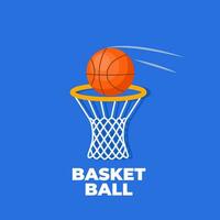 basketbal. bal vliegend in de basketbal ring. vector illustratie.