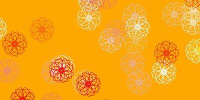 licht oranje vector doodle patroon met bloemen.