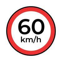 vector verkeer of weg teken snelheid begrenzing 60, gemakkelijk ontwerp Aan wit achtergrond.