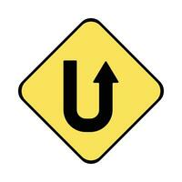 vector verkeer teken beurt Rechtsaf, weg teken. zwart kleur ontwerp Aan geel achtergrond