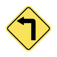 vector beurt links verkeer teken, weg teken. zwart kleur ontwerp Aan geel achtergrond