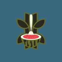 watermeloen bamboe logo, geschikt voor voedsel en drank ondernemingen. vector