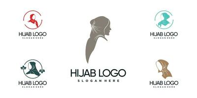 hijab logo ontwerp verzameling met creatief stijl concept premie vector