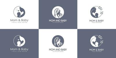 mam en baby logo ontwerp verzameling met modern uniek stijl premie vector