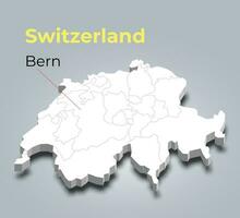 Zwitserland 3d kaart met borders van Regio's vector