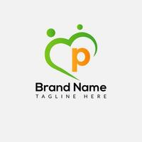 Gezondheid logo Aan brief p teken. Gezondheid icoon met logotype concept vector