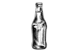 glas fles van Frisdrank. inkt schetsen van cola hand- getrokken wijnoogst vector illustratie