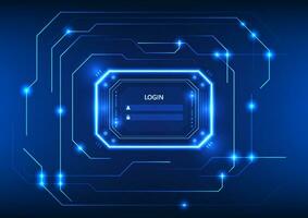 scherm technologie achtergrond Log in scherm met een stroomkring bord omgeving het het is een vector illustratie ontworpen naar kijken modern en high Tech. geschikt voor werk verwant naar technologie.