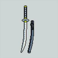 pixel kunst illustratie katana. korrelig katana. Japans katana zwaard icoon korrelig voor de pixel kunst spel en icoon voor website en video spel. oud school- retro. vector