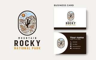 rocky mountain avontuur en outdoor vintage logo sjabloon. badge of embleemstijl. vector illustratie