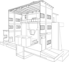 3d illustratie van industrieel gebouw vector