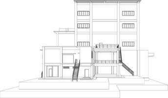 3d illustratie van industrieel gebouw vector