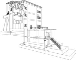 3d illustratie van industrieel gebouw vector