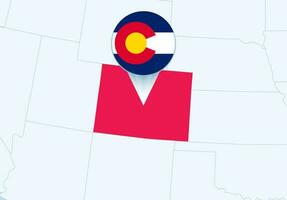 Verenigde staten met geselecteerd Colorado kaart en Colorado vlag icoon. vector