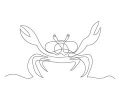 abstract krab met klauwen doorlopend een lijn tekening vector