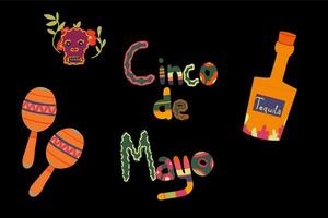 cinco de mayo hand- getrokken Mexico reeks vector