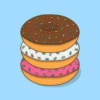 een stack van donuts tekenfilm vector illustratie. donut vlak icoon schets
