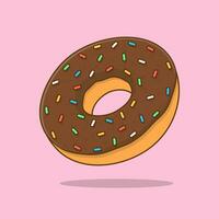 donut tekenfilm vector illustratie. donut vlak icoon schets