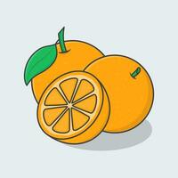 plak en geheel van sappig oranje tekenfilm vector illustratie. oranje fruit vlak icoon schets