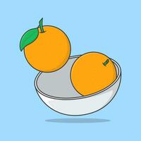 kom van oranje tekenfilm vector illustratie. oranje fruit vlak icoon schets