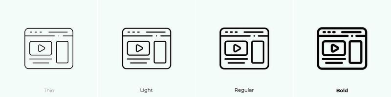 video icoon. dun, licht, regelmatig en stoutmoedig stijl ontwerp geïsoleerd Aan wit achtergrond vector